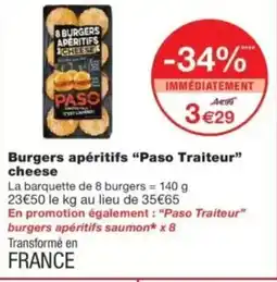 Monop' PASO TRAITEUR Burgers apéritifs cheese offre