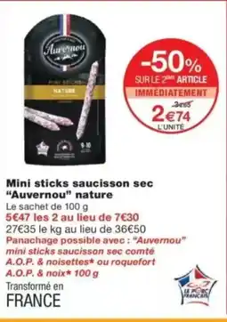Monop' AUVERNOU Mini sticks saucisson sec nature offre