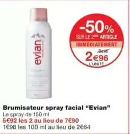 Monop' EVIAN Brumisateur spray facial offre