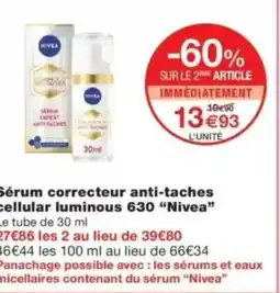 Monop' NIVEA Sérum correcteur anti-taches cellular luminous 630 offre