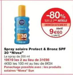 Monop' NIVEA Spray solaire Protect & Bronz SPF 30 offre