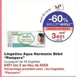 Monop' PAMPERS Lingettes Aqua Harmonie Bébé offre
