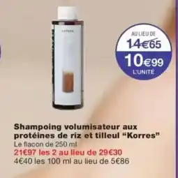 Monop' KORRES Shampoing volumisateur aux protéines de riz et tilleul offre
