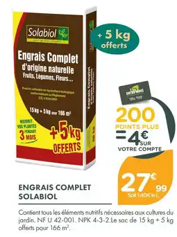 Point Vert Solabiol engrais complet offre