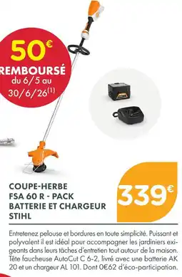 Point Vert Stihl coupe-herbe fsa 60 r - pack batterie et chargeur offre