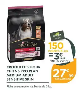 Point Vert Purina croquettes pour chiens pro plan medium adult sensitive skin offre