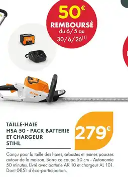Point Vert Stihl taille-haie hsa 50 - pack batterie et chargeur offre