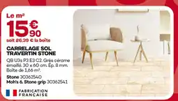 Gedimat Carrelage sol travertin stone offre