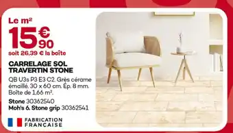 Gedimat Carrelage sol travertin stone offre