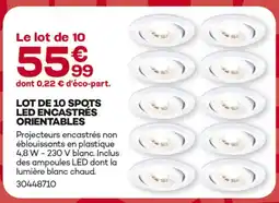 Gedimat Lot de 10 spots led encastrés orientables offre