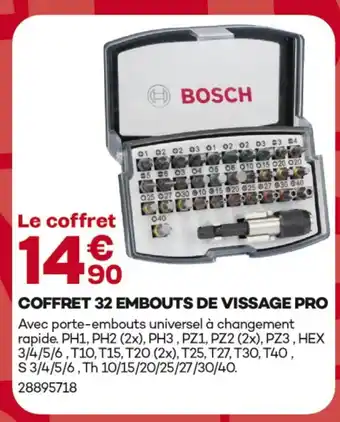 Gedimat Bosch coffret 32 embouts de vissage pro offre