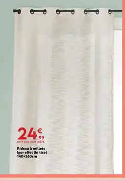 Maxi Bazar Rideau à œillets igor effet lin tissé offre