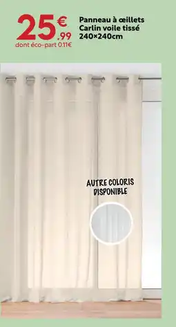 Maxi Bazar Panneau à œillets carlin voile tissé 240×240cm offre
