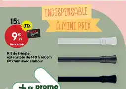 Maxi Bazar Kit de tringle extensible de 140 à 260cm offre