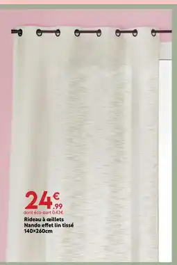 Maxi Bazar Rideau à œillets nando effet lin tissé offre