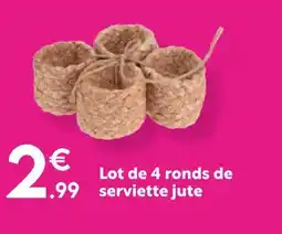 Maxi Bazar Lot de 4 ronds de serviette en jute offre