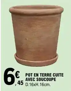 E.Leclerc Pot en terre cuite avec soucoupe offre