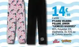E.Leclerc Polaire - pyjama velours junior licnees diverses offre