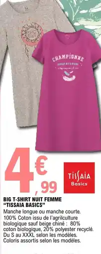 E.Leclerc Bic t-shirt aunti femme tissaia basics offre