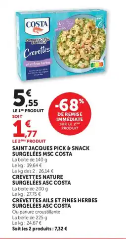 U Express COSTA Saint jacques pick & snack surgelées msc offre