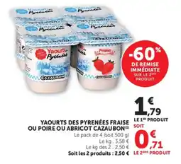 U Express Yaourts des pyrenées fraise ou poire ou abricot cazaubon offre