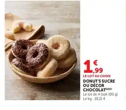 U Express Donut's sucre ou décor chocolat offre