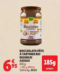 Auchan Supermarché Nocciolata pâte à tartiner bio rigoni di asiago offre