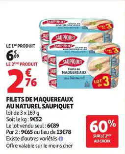 Auchan Supermarché Filets de maquereaux au naturel saupiquet offre