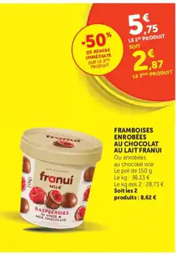 U Express FRANUI Framboises enrobées au chocolat au lait offre