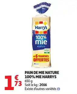 Auchan Supermarché Pain de mie nature 100% mie harrys offre