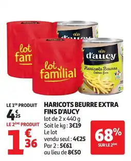 Auchan Supermarché Haricots beurre extra fins d'aucy offre