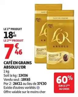 Auchan Supermarché Café en grains absolu l'or offre