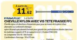 DomPro PRAWLPLUG Cheville nylon avec vis tete fraisee ff1 offre