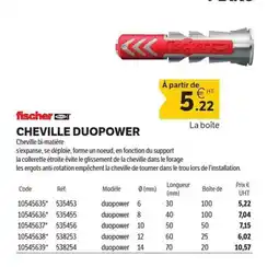 DomPro FISCHER Cheville duopower offre