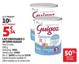 Auchan Supermarché Lait croissance 3 optipro guigoz offre