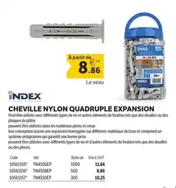 DomPro INDEX Cheville nylon quadruple expansion offre
