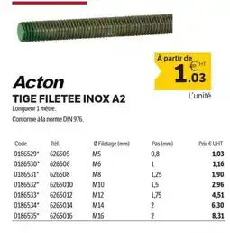 DomPro ACTON Tige filetee inox a2 offre