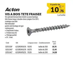 DomPro ACTON Vis a bois tete fraisee offre