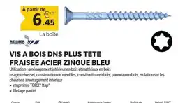 DomPro REISSER Vis a bois dns plus tete fraisee acier zingue bleu offre