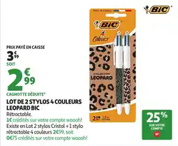 Auchan Supermarché Lot de 2 stylos 4 couleurs leopard bic offre