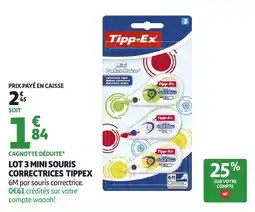 Auchan Supermarché Lot 3 mini souris correctrices tippex offre