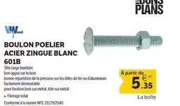 DomPro Boulon poelier acier zingue blanc 601b offre