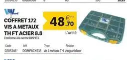 DomPro Coffret 172 vis a metaux th ft acier 8.8 offre