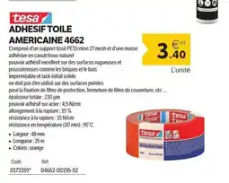 DomPro TESA Adhesif toile americaine 4662 offre
