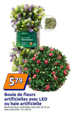 Action Boule de fleurs artificielles avec led ou haie artificielle offre