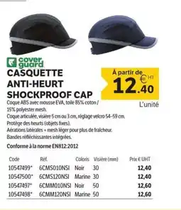 DomPro COVER GUARD Casquette anti-heurt shockproof cap offre