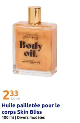 Action Huile pailletée pour le corps skin bliss offre