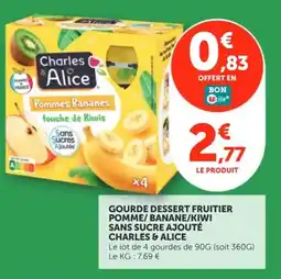 Utile CHARLES & ALICE Gourde dessert fruitier pomme/banane/kiwi sans sucre ajouté offre