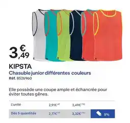 Decathlon Chasuble junior differentes couleurs offre