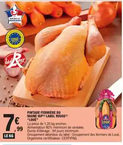 E.Leclerc LOUÉ Pintade fermière du maine igp label rouge offre